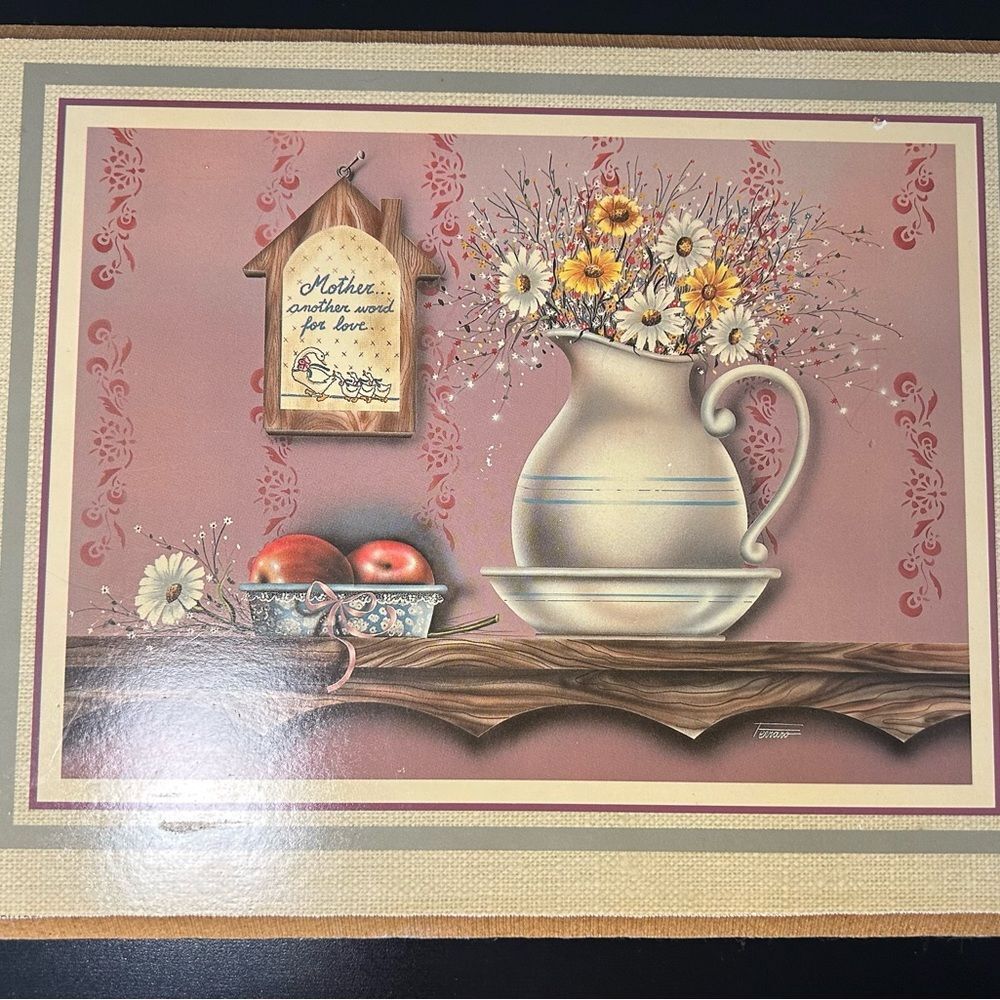 Vintage Farmhouse Floral Mother Another Word for Love Cottagecore 90s Wall Decor
